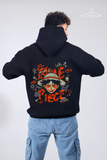 One Piece Printed Black Hoodie